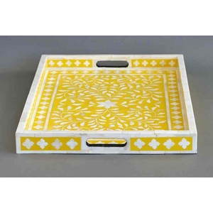 Bandeja de Servir con Incrustaciones de Hueso, Diseño Artesanal, Bandeja Decorativa para Hogar, Hotel, Restaurante y Cafetería - Product Image 3
