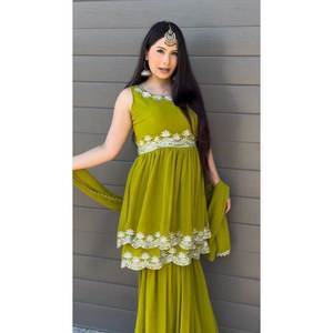 Conjunto de traje de fiesta de diseñador con hilo y secuencia de trabajo talla XL - Product Image 4