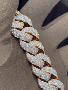 สร้อยข้อมือแบบ Cuban Link ชุบทองคำสีกุหลาบประดับเพชรโมอิสซาไนต์สไตล์ฮิปฮอป เงินแท้ 925  หนา  รับรองโดย GRA ขายส่ง - Product Image 5