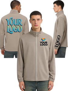 Custom Item Men's Quarter-Zip Collar Zip-Up Sweatshirt 100% Cotton Winter Thin Style Customizable Front <b>Back</b> Sleeves 3 Parts - Product Image 2