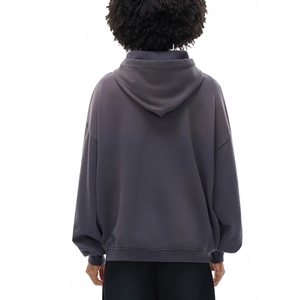 เสื้อฮู้ดผู้ชายผ้าฝ้าย 100% สกรีนโลโก้ตามสั่ง ทรงหลวม ไหล่ตก ผ้าฟลีซหนานุ่ม พิมพ์ลายโลโก้ตามสั่ง - Product Image 3