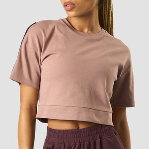 Camisetas Cortas con Logotipo Personalizado para Mujer, Estampado Sólido, Elegantes, de Manga Corta, Camisetas Sexys para Mujer - Product Image 1