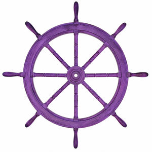 Purple Finish Nautical Handcrafted Wooden <b>Ship</b> <b>Wheel</b> Home Wall Hanging Decor 36 Inch - Product Image 1