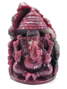 Figura de Ganesha Tallada a Mano en Rubí Zoisite, Arte Popular, 3.2 Pulgadas, Decoración Religiosa de Cristal para el Hogar - Product Image 2
