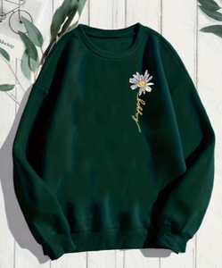 เสื้อสเวตเตอร์ถักแขนยาวสีเขียวมิ้นท์สไตล์วินเทจทรงโอเวอร์ไซส์สำหรับผู้หญิง คอกลม ผ้าคอตตอนผสม ปักลายหน้ายิ้ม แฟชั่นสตรีทแวร์สำหรับฤดูใบไม้ผลิ - Product Image 1
