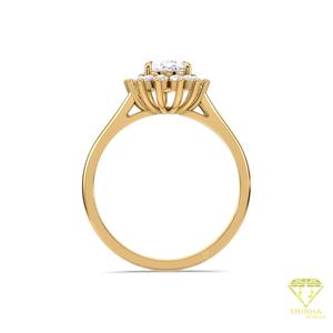 Pear Cut Lab Grown Diamond Halo Engagement <b>Ring</b> in 14K Yellow Gold <b>Split</b> Shank Vintage Bridal <b>Ring</b> Elegant Wedding <b>Ring</b> - Product Image 5
