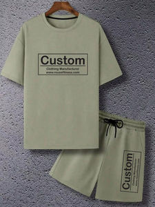 Conjunto de Camiseta y Pantalones Cortos para Hombre con Logotipo Personalizado, Hombros Caídos, Ropa Deportiva, Estilo Casual Urbano, Estampado, OEM - Product Image 5