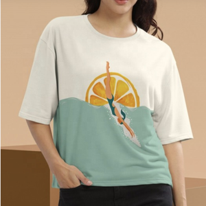 Camiseta de algodón de alta calidad para mujer, estilo urbano, oversize, con hombros caídos, corte holgado, anti-bolitas, estampada, para verano - Product Image 5