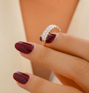 Bague demi-éternité à double rangée de diamants ronds, or jaune 14 carats, cultivés en laboratoire, bijou fin, cadeau spécial pour les amis - Product Image 4