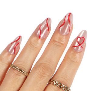 Ongles artificiels à presser personnalisés, style français, courts, carrés, pailletés, en amande, en ABS, marque privée, 24 pièces, sans pression, naturels - Product Image 3