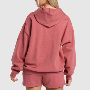 ชุดวอร์มผู้หญิงแบบมีฮู้ดสั่งทำพิเศษสำหรับฤดูหนาว ระบายอากาศได้ดี น้ำหนักเบา พิมพ์ลายแบบ Heat-Transfer ย้อมสีพื้น ผ้าฟลีซคอตตอน 100% สำหรับใส่ทุกวัน - Product Image 2