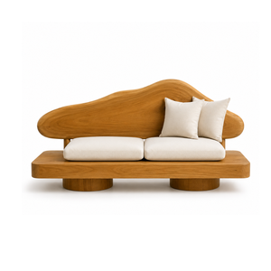 โซฟาไม้ ARTERRA พรีเมียม รักษ์โลก ทนทาน ดีไซน์ทันสมัย แบบสามที่นั่ง หุ้มเบาะ พนักพิงครึ่งวงกลม สำหรับห้องนั่งเล่น - Product Image 1