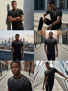 Camisetas Personalizadas de Cuello Alto Grueso para Hombre, Venta al por Mayor, 100% Algodón de Alto Gramaje, Ajuste Holgado, Ecológicas, Transpirables, de Secado Rápido - Product Image 5