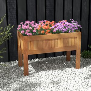 Solid Wood Elevated <b>Planter</b> <b>Box</b> with Legs 1PC Wooden Raised Garden Bed Flower Pots & <b>Planters</b> - Product Image 2