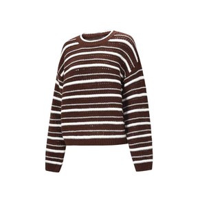 Cardigan en tricot de coton respirant à col rond pour homme, style universitaire rétro, boutonné, rayé, pour le printemps et l'automne - Product Image 3