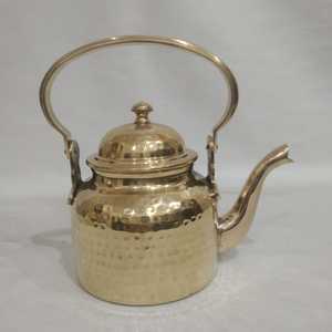 Vintage Hammered Brass <b>Teapot</b> <b>Set</b> with Lid Handle Classic Design No Accessories for Dining Use From Indian Export International - Product Image 3