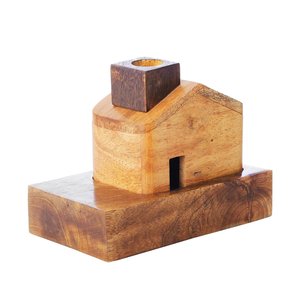 Brûleur d'encens artisanal en bois, forme maison, moderne et unique, diffuseur aromatique, utilisation toute saison, artisanat Orion - Product Image 4