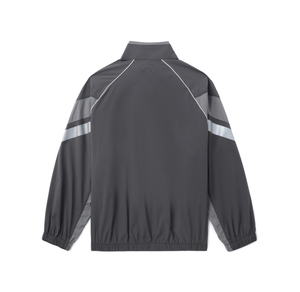 Custom Logo <b>Reflective</b> Piping Tracksuit Set <b>Mens</b> Charcoal Grey Colorblock Windbreaker <b>Jacket</b> and Pants - Product Image 5