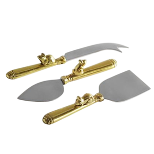 Juego de cuchillos para queso de lujo en acero inoxidable con acabado dorado pulido, herramientas para queso, cortador de queso, juego de regalo para cocina, fiestas y bodas. - Product Image 1