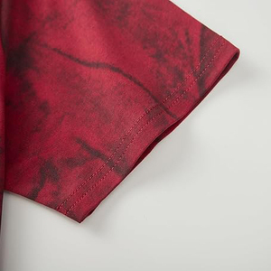 Red Tonal Tie Dye Longline Curved Hem Mens T <b>Shirt</b> Short Sleeve Crew Neck Cotton Casual Wholesale - Product Image 3