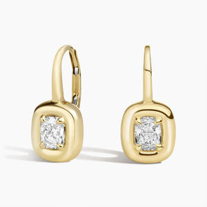 Pendientes de diamante con corte cojín engastados en bisel y cierre de palanca - Product Image 3