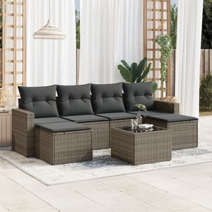 Grand ensemble de canapés de jardin modulaires en rotin PE gris, mobilier de jardin extérieur haut de gamme - Product Image 1