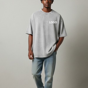 Custom Oversize Heavyweight 180gsm Vintage Men's <b>Hip</b> Hop T-Shirt Drop Shoulder 100% Cotton Custom Logo Quick Dry Breathable - Product Image 6