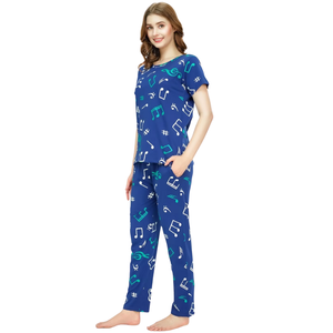 Conjunto de Pijama de Algodón Tejido Elegante para Mujer, Estampado Navideño de Verano, Ropa de Dormir Festiva con Logotipo Frontal, Diseño Personalizado ODM - Product Image 1