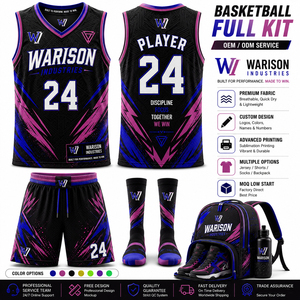 Warison Industries Custom Basketball Uniform Set Sublimation Print Unisex Adult Jersey Short Socks Backpack Set - Product Image 5