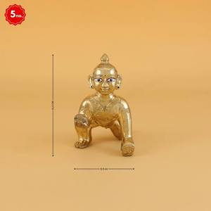 Laddu Gopal, Retrato Tradicional de Latón, Decoración para el Hogar, Artesanía Metálica de Mesa, Entrega Rápida, Alta Calidad, 1 Pieza - Product Image 2