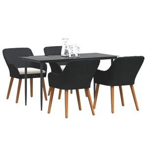 Ensemble de salle à manger de jardin en polyrotin noir 5 pièces avec coussins - Product Image 3