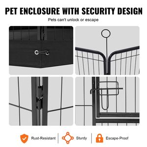 8 pannelli per recinto per cani 24x24, in metallo solido pieghevole, per esercizio animali domestici, XL, da interno/esterno, con porta e borsa portaoggetti per addestramento - Product Image 5