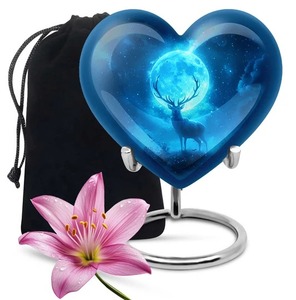 Hermosa montaña oro Árbol de la vida corazón cremación urna para adultos para cenizas humanas gran urna conmemorativa con soporte y bolsa de terciopelo gratis - Product Image 2