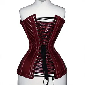 Women's Goth <b>Punk</b> Plus-Size Zipper Leather Lace Corset Shapewear Hip Enhancer Satin Fabric Quick Dry Firm Control Seamless - Product Image 1