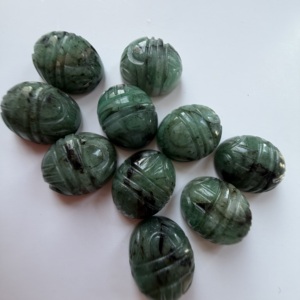 Émeraudes vertes naturelles TFH, pièces sculptées pour la création de bijoux, forme ovale 12x10 MM, possibilité de créer plusieurs tailles - Product Image 5