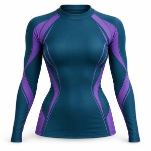 UV Protection Sportswear Wholesale Breathable Polyester spandex rash gaurds Ladies Custom Rash Guard Sublimated Print Slim Fit - Product Image 5