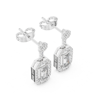 Boucles d'oreilles en diamant de laboratoire taille ronde avec accent émeraude, bijoux fins élégants, boucles d'oreilles tendance pour femmes à prix de gros, luxe - Product Image 4