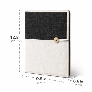 Carpeta Organizadora de Documentos Corporativos Ecológica de Yute Blanco y Negro Premium con Cierre de Botón - Product Image 4