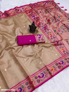 Ensemble Saree et Blouse en Soie Banarasi de Qualité Supérieure, Collection la Plus Récente, Motif Tissé, pour Tenues de Fête, Mode Féminine, Exportateur - Product Image 6