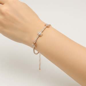 Gold Plated 925 Silver Moissanite Flower Chain Link <b>Bracelet</b> <b>Bangle</b> for Women Party Jewelry GIA Certified - Product Image 3