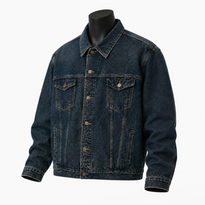 Veste en jean personnalisée pour homme, denim foncé, style vintage, veste en jean trucker, fabricant OEM ODM - Product Image 3
