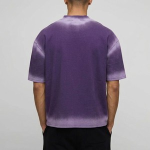 T-shirt dégradé violet 2026 pour homme, en coton, coupe oversize, col rond, manches courtes, effet délavé, streetwear, coupe décontractée, tee-shirt décontracté d'été - Product Image 2