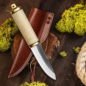 Couteau de cuisine moderne forgé à la main, lame en acier inoxydable, manche en os, étui en cuir - Product Image 5