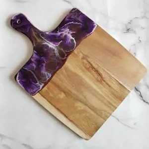 Artisan Deep Blue Ocean Resin <b>Wood</b> Charcuterie Board Acacia <b>Wood</b> Sea Wave Epoxy Serving Tray Large <b>Wood</b> Cheese Platter Wholesale - Product Image 4