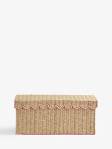 Colección Encantadora de Cajas de Almacenamiento de Mimbre Natural con Adornos Festoneados Coloridos, Accesorios Decorativos para el Hogar - Product Image 2