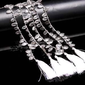 Perles de quartz naturel facettées en forme de marquise, percées sur le côté, pour la fabrication de bijoux, 7x12-8x13mm, 8 pouces, vente en gros - Product Image 1