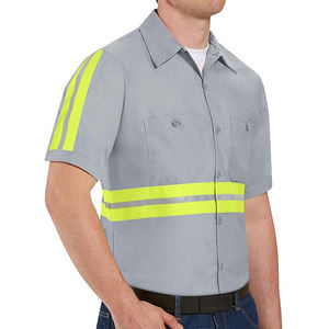 Polo à manches courtes en coton vert néon, coupe-vent, de sécurité, confortable, avec bandes réfléchissantes, haute visibilité, vêtements de travail - Product Image 5