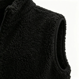 Gilet en fausse fourrure noire pour homme, fermeture éclair, col montant, sans manches, veste ODM imperméable, gilet chaud d'automne - Product Image 4