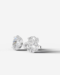 925 Sterling <b>Silver</b> Geometric Oval Hoop Earrings with Moissanite and Rhodium Plating - Product Image 4