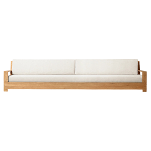 Contemporary Outdoor <b>Sofa</b> Teak Frame Modern Garden Couch for Hotel Terrace and Balcony Lounge Durable <b>Waterproof</b> Cushion - Product Image 5